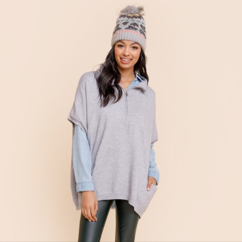 Francesca's Carolina Quarter Zip Poncho